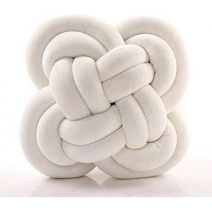 Noeud Coussin Velours Doux Oreiller Moderne et Décoratif Style Scandinave Coussin Canapé Lit Salon Chambre Bébé (Blanc)