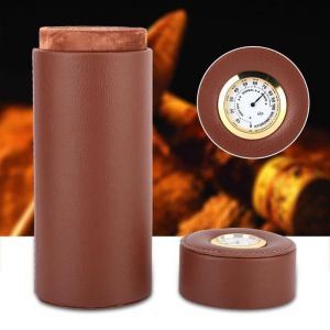 OMABETA Pot à cigares Mini Pot de rangement Portable en cuir PU doublé de bois de cèdre cave à cigares (noir) pour cigare Brun
