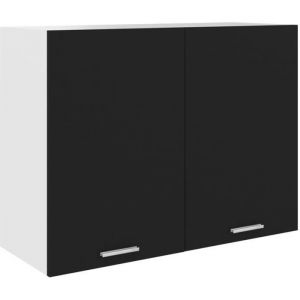 BEST SALE® Armoire suspendueCommode Meuble haut de cuisine Caisson haut de cuisine Noir 80x31x60 cm Aggloméré  20670
