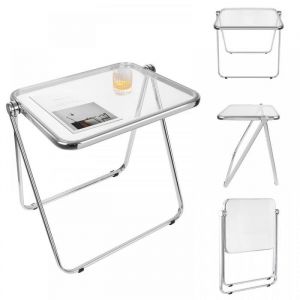 B.LIVEM&reg;Table pliante transparente table de chevet table basse capacit&eacute; de charge 150kg PET 64*50*70cm