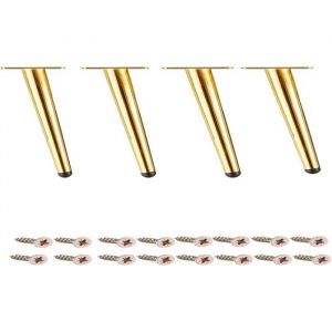 Pieds de meuble - Lot de 4 - Pieds de canap&eacute; - Fer forg&eacute; - C&ocirc;ne inclin&eacute; 20 cm - Dor&eacute; - Pieds de meuble inclin&eacute;s en m&eacute;tal -