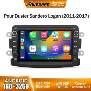 AWESAFE Autoradio Android 13 pour Renault Dacia Duster Sandero Captur Logan 1Go+32Go 7  Écran GPS Carplay Android Auto