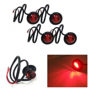 4 Feux de Gabarit Position Arrière 12V LED Rouge Eagle Eye Rond 3/4 Montage Encastré Voiture Camion Caravane Fourgon 1W 70lm IP68