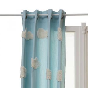 Rideau Tufy 260x140cm Bleu Clair Imprim&eacute; Nuages - Atmosphera Cr&eacute;ateur dint&eacute;rieur