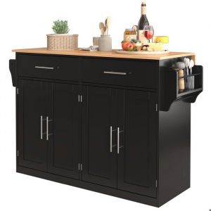 Buffet 4 portes Noir laqu&eacute; brillant - Bahut Commode avec 2 Tiroirs - L 120 x l 71 x H 915
