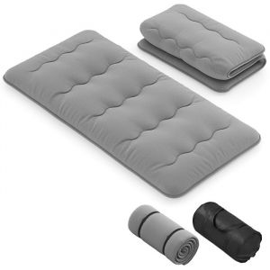 GOPLUS Matelas Futon Japonais 1 Personnes 90x200CM-Lit de Couchage Enroulable de Sol et Portable avec Sac de Transport Gris