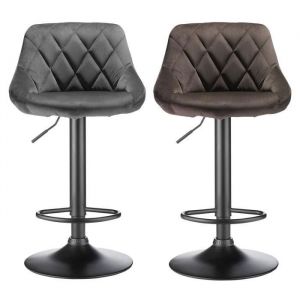 Lot de 2 Tabouret de Bar Réglable Scandinave en Velours Gris Foncé - Viyiduo
