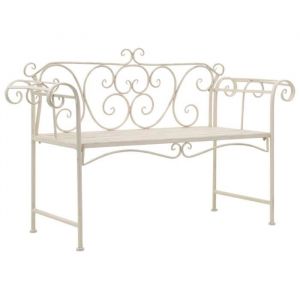 Banc de jardin - Métal Antique Blanc - HB45430 - Couleur principale: Blanc - Matière de la structure: Métal