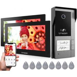 TMEZON M790 Visiophone sans Fil 2 Familles Interphone Vid&eacute;o Connect&eacute; avec Moniteurs Tactiles