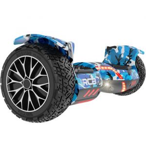 RCB RH3 Hoverboard 8.5 Tout-Terrain Hummer Double Moteur Puissant Pneus Pleins et &Eacute;clairage LED &ndash; Bleu