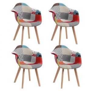 BenyLed Lot de 4 chaises de salle à manger en linchaises longues avec assise et pieds rembourrés (Rouge)