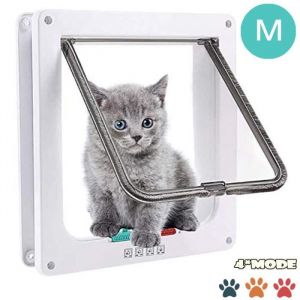 Chatiere Pour Chat ChienChatiere Chat avec Serrure Contrlable VerrouillableChatière avec Tunnel Cache Facile à Installer-Blanc M