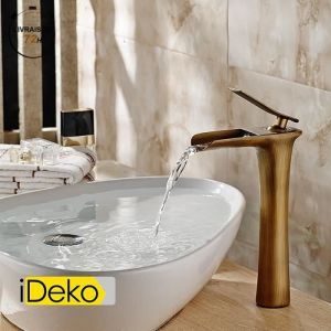 iDeko&reg; Robinet Mitigeur lavabo cascade vasque salle de bain haut cuivre