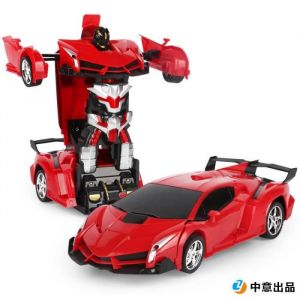 Voiture Transformers Robots in Disguise - RC 2-en-1 - Simulation V&eacute;hicule T&eacute;l&eacute;commande - Cadeau Enfant - Rouge