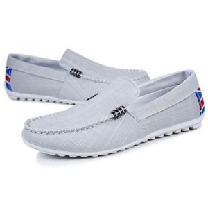 Mocassin Hommes Conduite Chaussures De Cow-Boy - FUNMOON - Gris - Cuir
