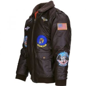 Blouson Aviateur Enfant FOSTEX G1 Imitation Cuir Hiver - 10 Ecussons