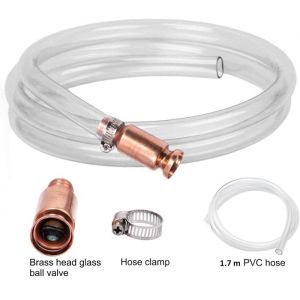 Pompe &agrave; Siphon Manuelle Transfert de Liquides Carburant Essence Diesel Eau Tuyau 17m 12mm Clapet Anti-retour