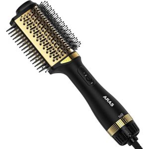 Brosse Soufflante 5 en 1-1000W Brosse Chauffante Brushing avec Peigne Droit Latéral et Technologie Ionique Négative pour Cheveux