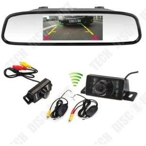 TD® Rétroviseur moniteur 43 pouces LCD miroir + caméra de recul sans fil LED infrarouge Vision nocturne-Accessoire de voiture