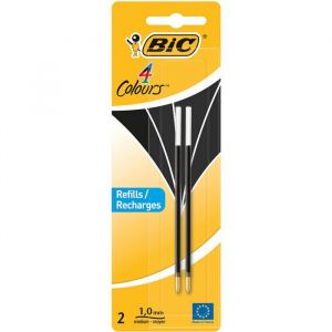 Recharge Stylo 4 Couleurs - BIC - Noir - Écriture Moyenne - Rechargeable - 04 mm