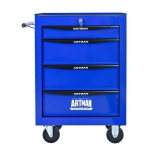 Coffre &agrave; outils roulant en m&eacute;tal avec 4 tiroirs armoire &agrave; outils daff&ucirc;tage de 50 cm avec glissi&egrave;res &agrave; billes Noir et bleu