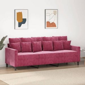 Canapé à 3 places scandinave - Mobilier de Salon - Rouge bordeaux 180 cm Velours NEUF BM484071154