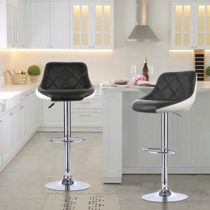 AmiremplieSet de 2 tabourets de Bar Gris Hauteur r&eacute;glable et Rotation &agrave; 360&deg; Gris devant et blanc derri&egrave;re