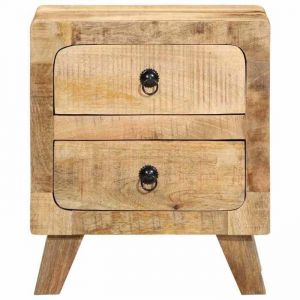 HSF&reg;Table de chevet - 2 pcs - Pack de 2 Table Basse Table de Nuit 40x32x46 cm bois massif de manguier brut Poids:20.86 rvb230882