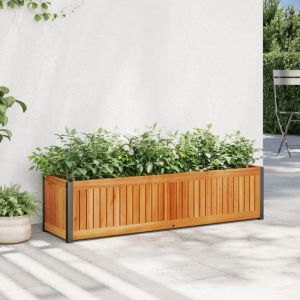 BONNIE&reg; Pot de Fleurs/Potager en bois - Rectangulaire - Jardini&egrave;re 110x30x275 cm bois massif dacacia et acier EU328994