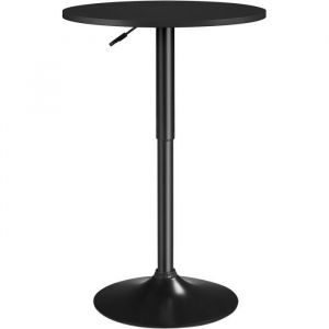 Yaheetech Table de Bar Ronde Table Haute Cuisine Mange-debout avec Plateau en Bois MDF Réglable en Hauteur Pivotante à 360° Noir Pur