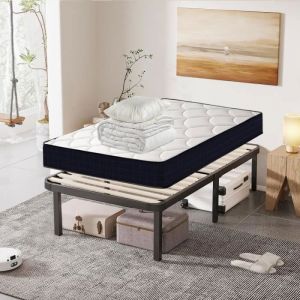 Ensemble Matelas et Sommier et Couette et Oreiller - Matelas 90x190x16 - Sommier 90x190 - Couette 140x200 - Oreiller 60x60