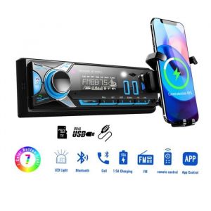 Autoradio Bluetooth Voiture MP3 Avec T&eacute;l&eacute;commande 60W Radio FM 12V Entr&eacute;e Aux Support mobile phone holderholder-a5