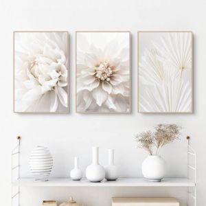 Lot de 3 affiches de fleurs de roses blanches images sur toile modernes images murales sans cadre ensemble dimages30*40cm