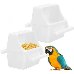 2 Pièces Mangeoire Oiseaux Anti-Gaspillage Mangeoire Oiseaux Cage Mangeoire/Comodor Interieur Exterieur pour Oiseau pour cana