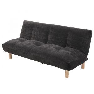Soan - Banquette 2 places convertible clic-clac en velours texturé - Noir
