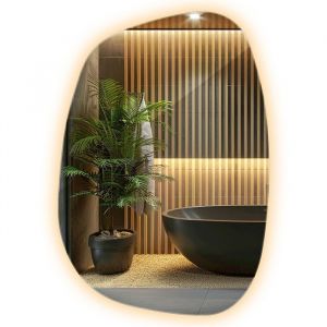 Miroir mural LED design DecorTapis grand miroir contemporain lumineux avec lumi&egrave;re chaude &ndash; 909x66 cm