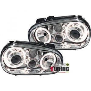 PHARES FEUX AVANTS ANNEAUX ANGEL EYES LED PACK R32 VOLKSWAGEN VW GOLF 4 (00671)