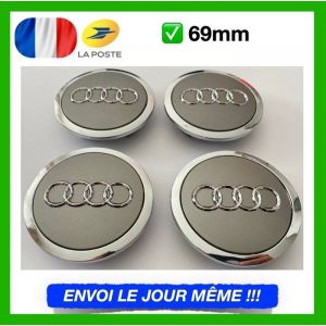 BEQ - 4pcs 69mm AUDI Gris Logo Caches Moyeu Centre Roue Enjoliveur ref.4B0601170A