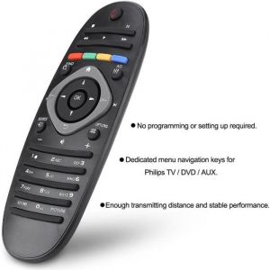 Télécommande de remplacement - Philips - Téléviseur - Noir - Plastique - 2 piles AAA