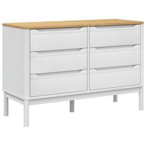 Commode - VVIKIZY - FLORO - Bois de pin massif - 6 tiroirs - Blanc