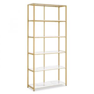 BarberPub &eacute;tag&egrave;re dor&eacute;e meuble debout &agrave; 5 niveaux &eacute;tag&egrave;re de bureau avec cadre en m&eacute;tal adapt&eacute;e pour bureau5166