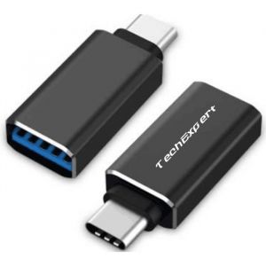 Adaptateur OTG USB-C 3.1 m&acirc;le vers USB 3.0 femelle 10Gbps - TechExpert Noir