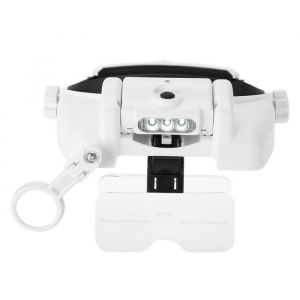 Loupe Lunettes avec Éclairage LED Loupe pour Bijoux Montres Réparation Electronique Grossissantes Loupe  Casque avec 5 Lentilles-CWU