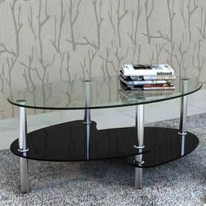 Table basse - OVONNI - Verre tremp&eacute; - Design exclusif - Contemporain - Noir