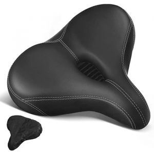 Selle de Vélo Extra Large - Ultra Confortable Respirant - Selle VTT Conception Ergonomique à Double Ressort Creux - 24x26cm