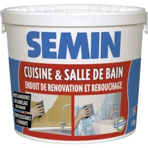 Enduit de rebouchage et rénovation spécial cuisine et salle de bain Semin - adapté aux pièces humides - seau de 1 kg