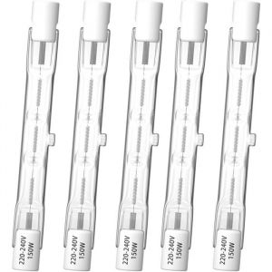 R7S 78mm 150W Ampoule Halog&egrave;ne Lin&eacute;aires Dimmable 2100lm J78 Projecteur Halog&egrave;ne Lin&eacute;aire Blanc Chaud 2800K Pour L&eacute;clairage-5pcs