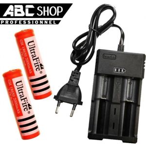 2 PILE ACCU BATTERIE RECHARGEABLE 18650 3.7V 2000mAh Li-ion + CHARGEUR DOUBLE " CHARGE RAPIDE "