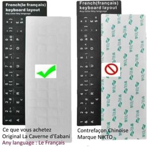 Sticker Autocollant AZERTY NOIR pour Touches de Clavier AZERTY