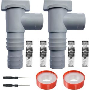 Vanne Double Piscine - Raccord Tuyau 32/38mm avec Joints Antifuite (Lot de 2)